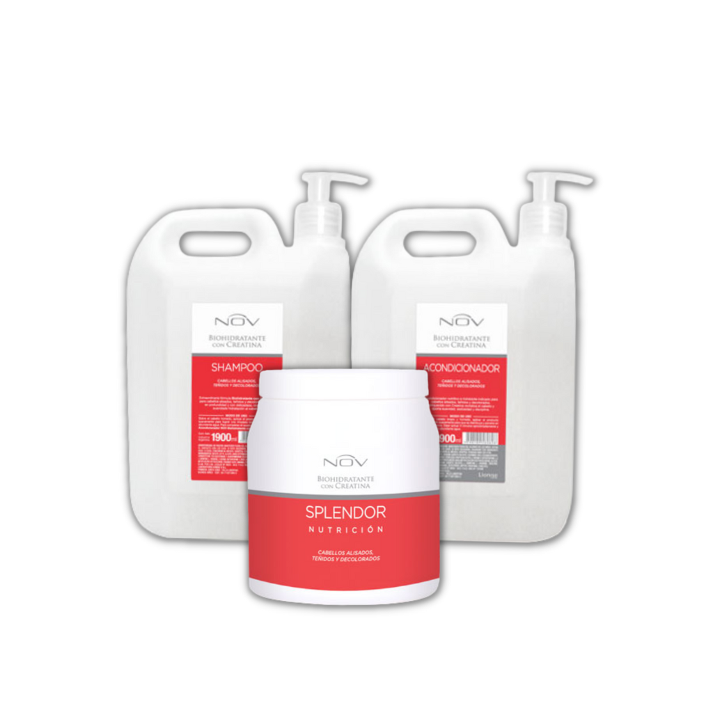 Set Completo NOV Biohidratante con Creatina Shampoo + Acondicionador + Máscara