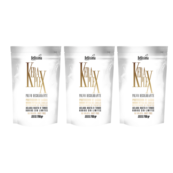 Combo 3 Decolorantes Bellissima KeraPlex con Plex Integrado 9 Tonos 700gr