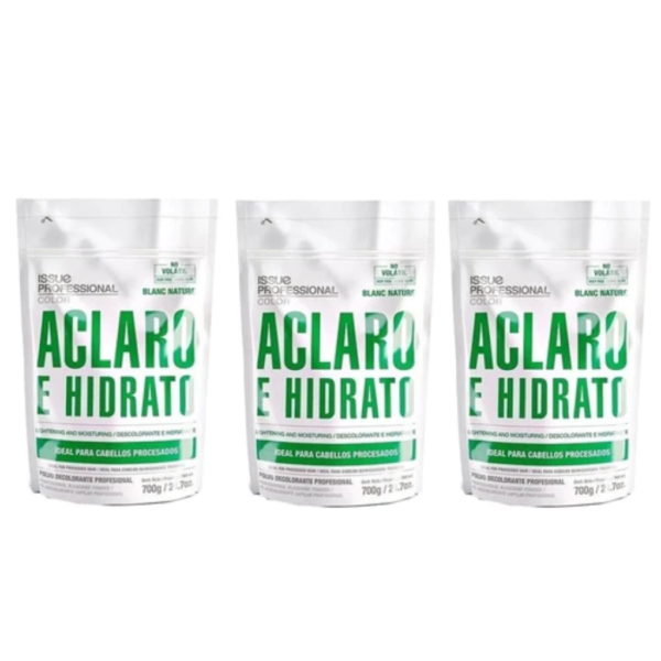 Combo 3 Decolorantes ISSUE Blanc Nature Aclaro e Hidrato 700gr