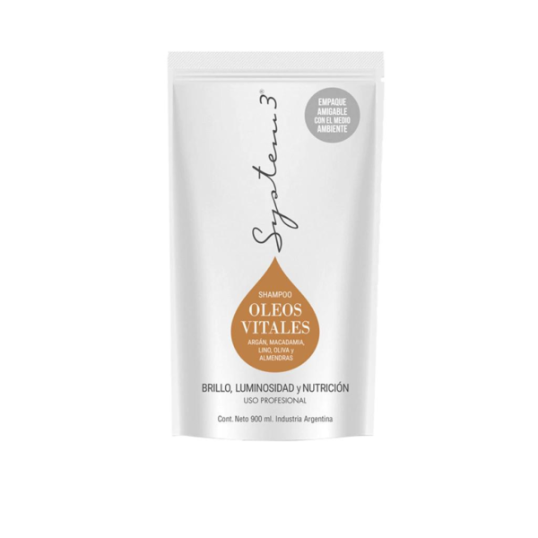 Shampoo Óleos Vitales SYSTEM3 Pack Recarga 900ml